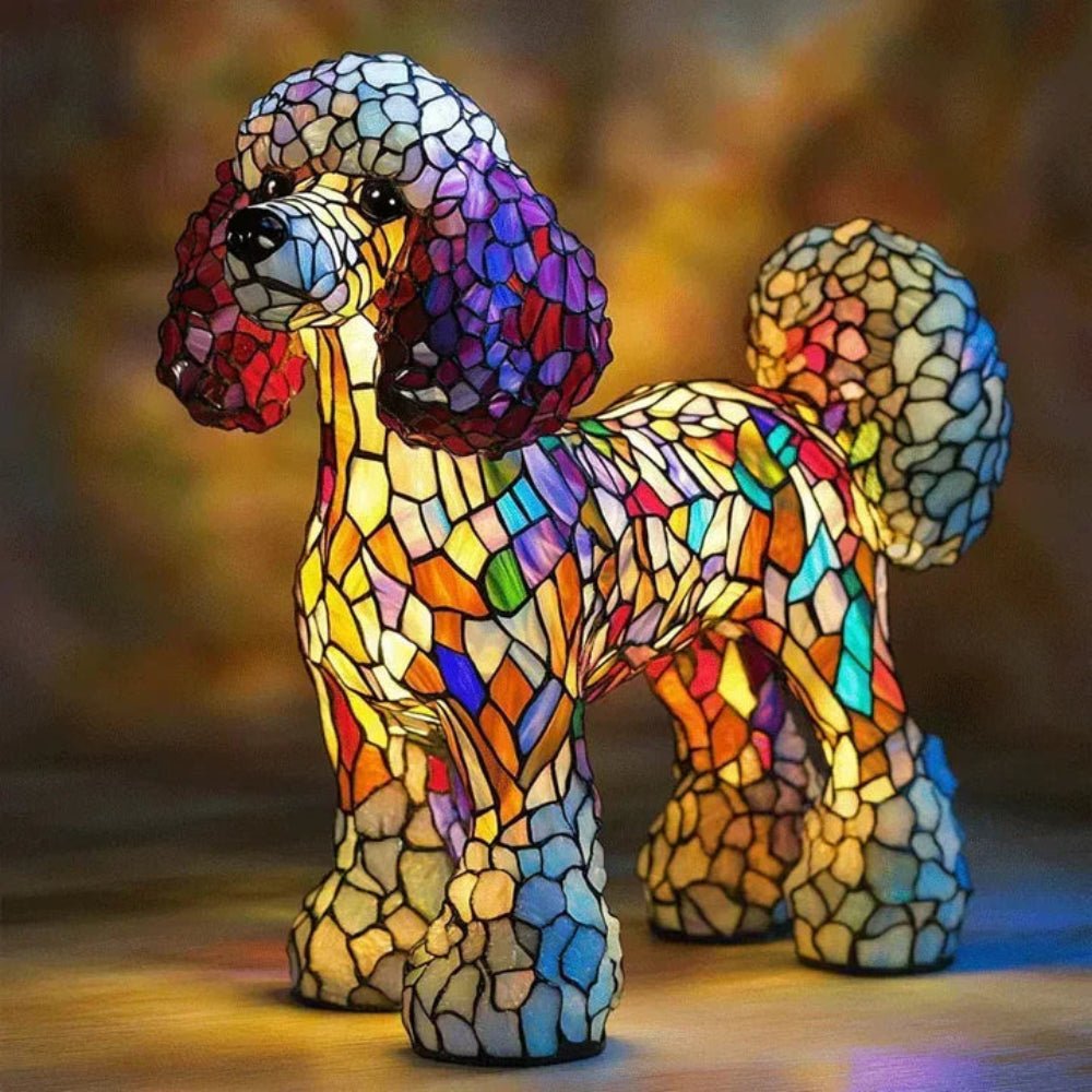 Stained Glass Dog Table Lamp Tiffany Style Pet Lighting Living Room - Image 9