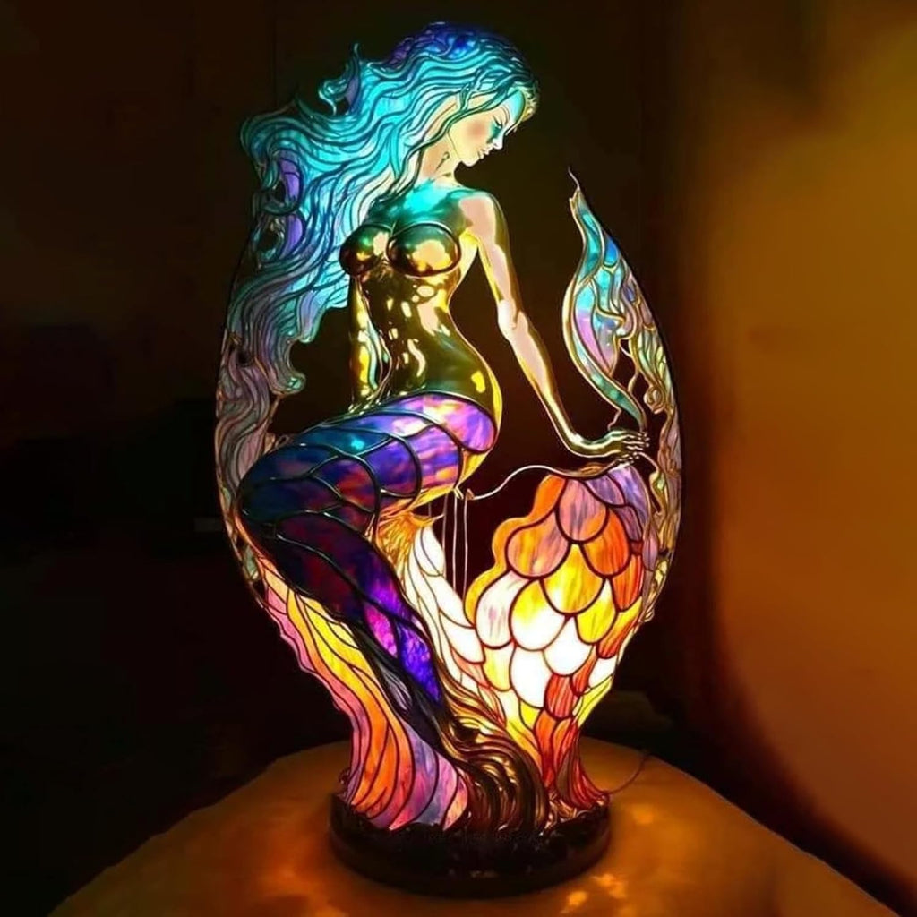 Stained Glass Table Lamp Decorative Animal Design for Bedroom Nightstands 15