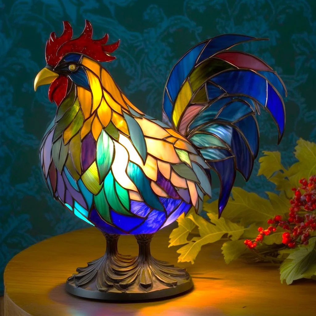 Stained Glass Table Lamp Decorative Animal Design for Bedroom Nightstands 9