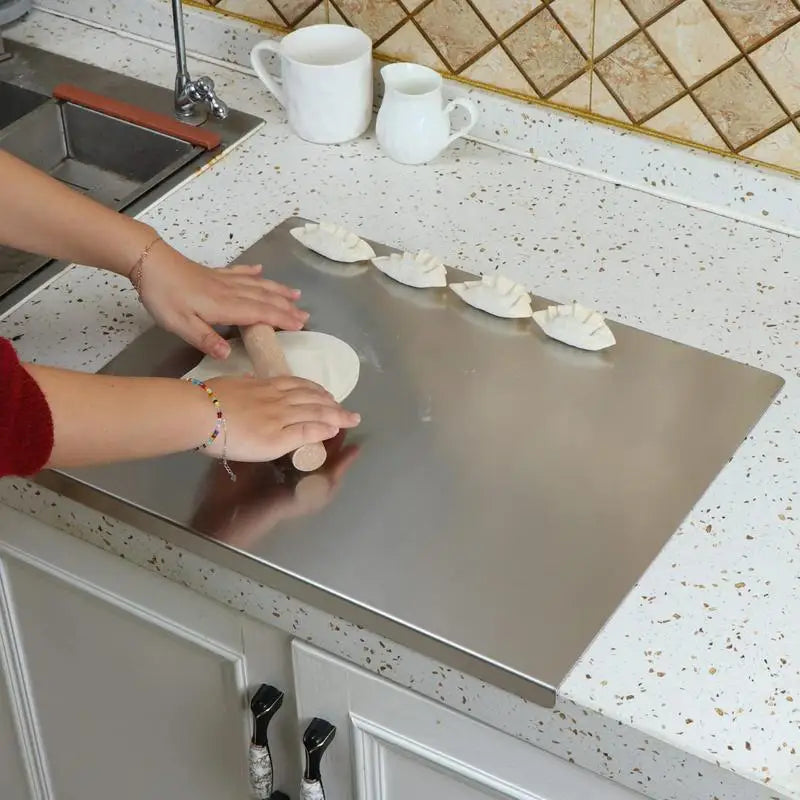 Durable Stainless Steel Cutting Board with Anti Slip Base
