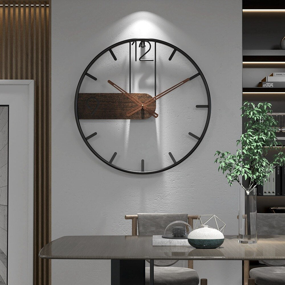 Rustic Metal & Wood Wall Clock with Vintage Style - Lusomart