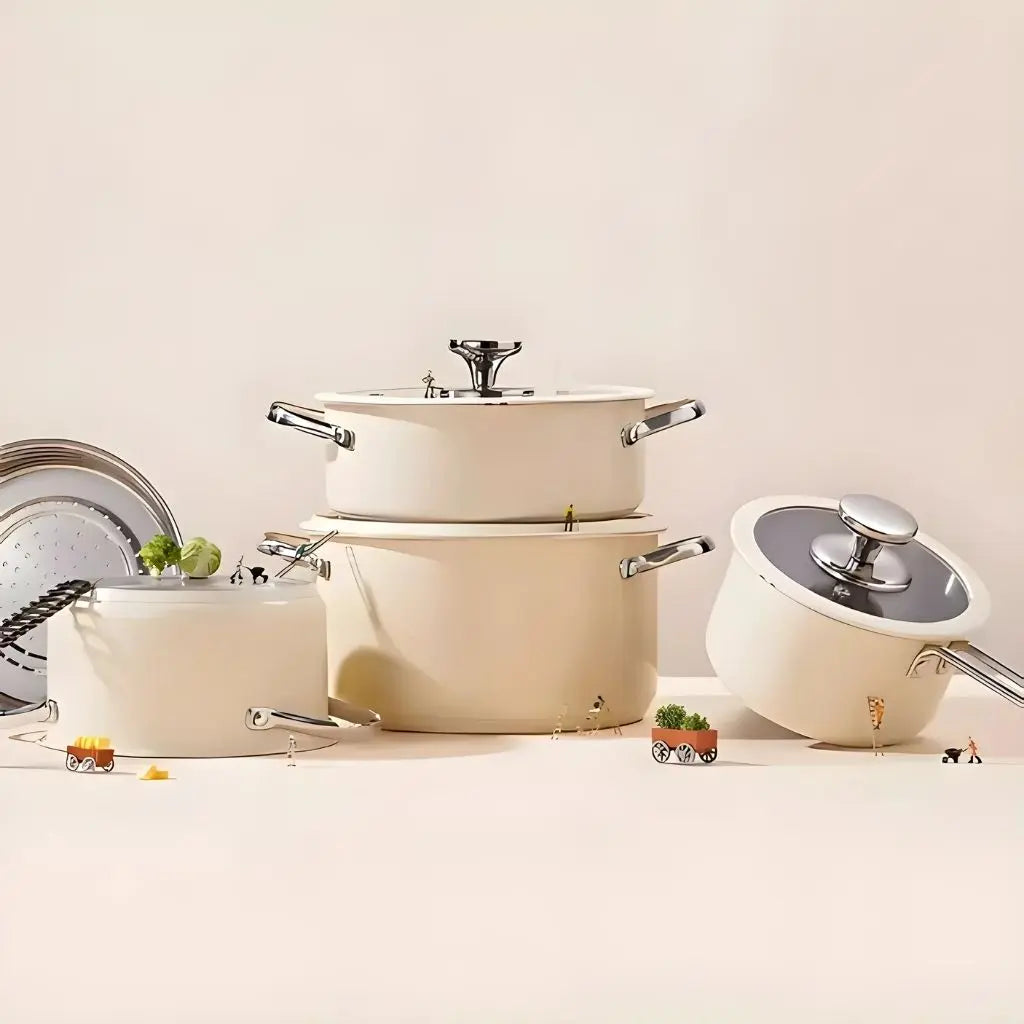 Non-stick ceramic cookware set designed for effortless cooking and easy cleanup