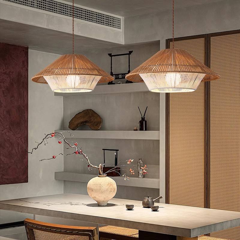 Natural Woven Pendant Light Boho Chic Dining Lamp - Lusomart