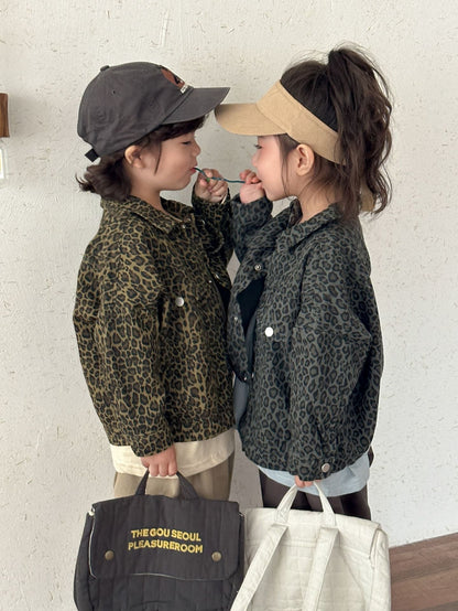 Fashionable Leopard Print Denim Jacket for Kids - Lusomart