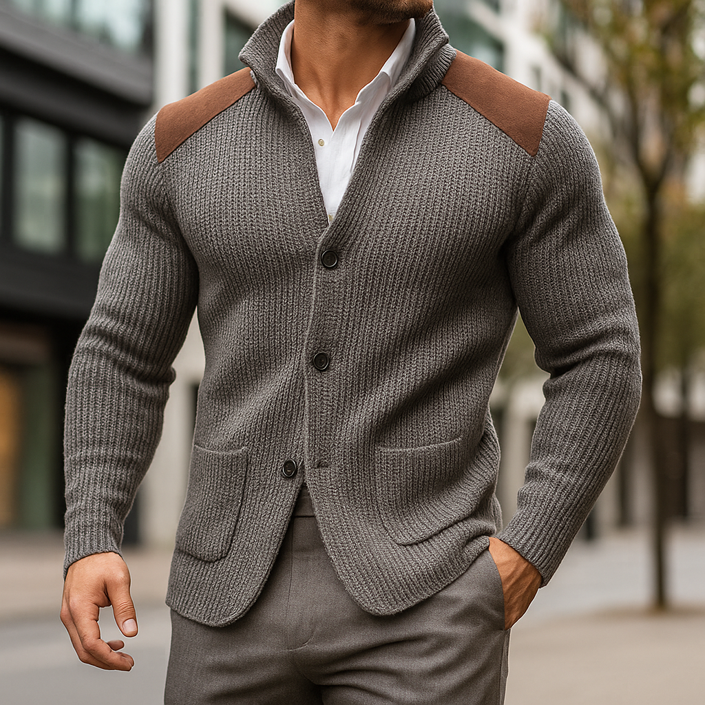 Classic Wool Blazer with Soft Suede Details - Lusomart