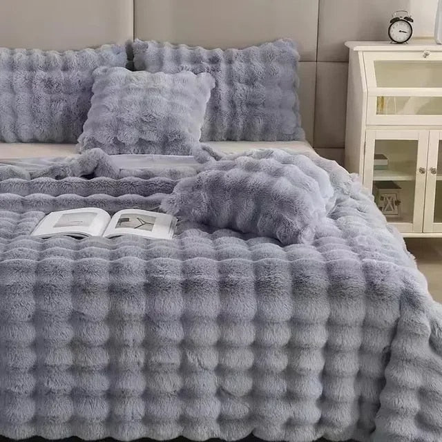 Plush Rabbit Soft Faux Fur Blanket for Winter Warmth