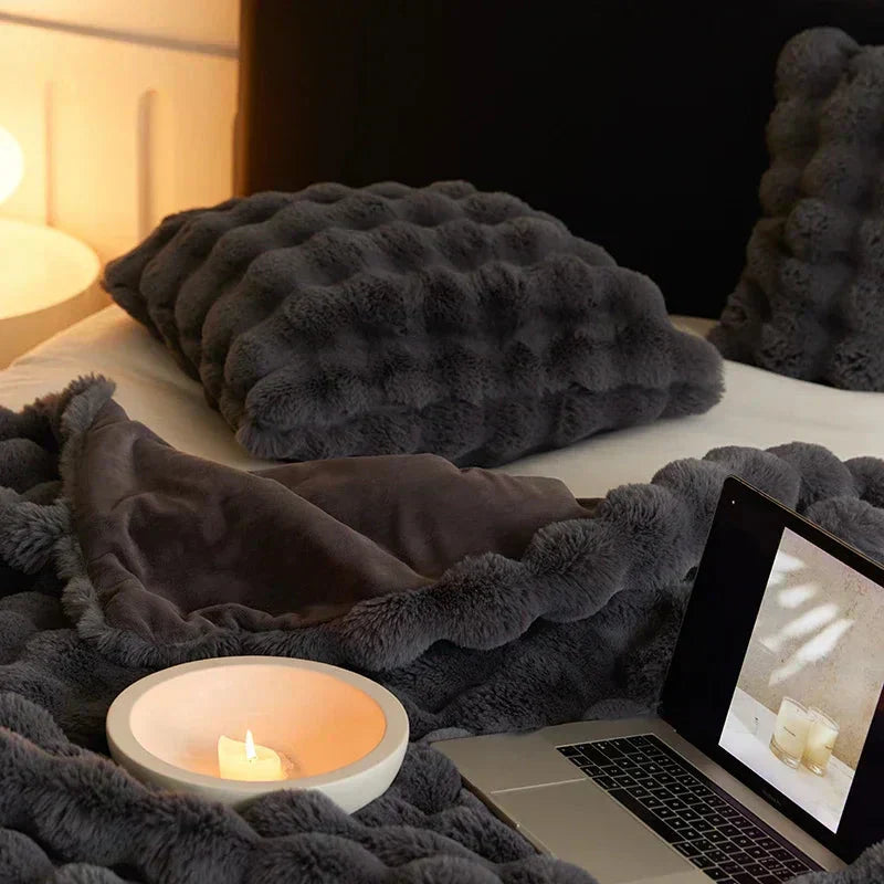 Plush Rabbit Soft Faux Fur Blanket for Winter Warmth