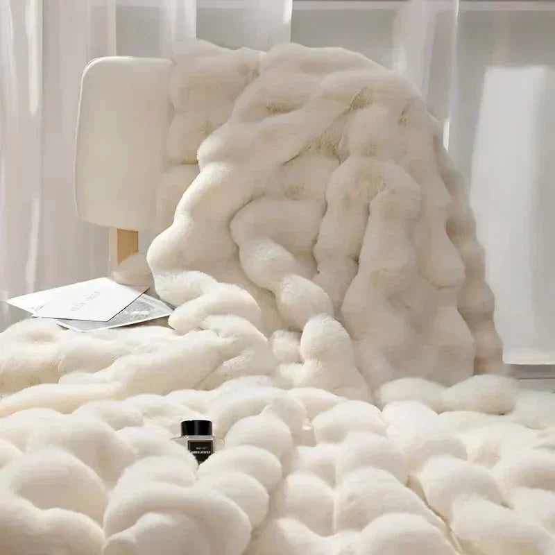 Plush Rabbit Soft Faux Fur Blanket for Winter Warmth