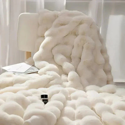 Plush Rabbit Soft Faux Fur Blanket for Winter Warmth