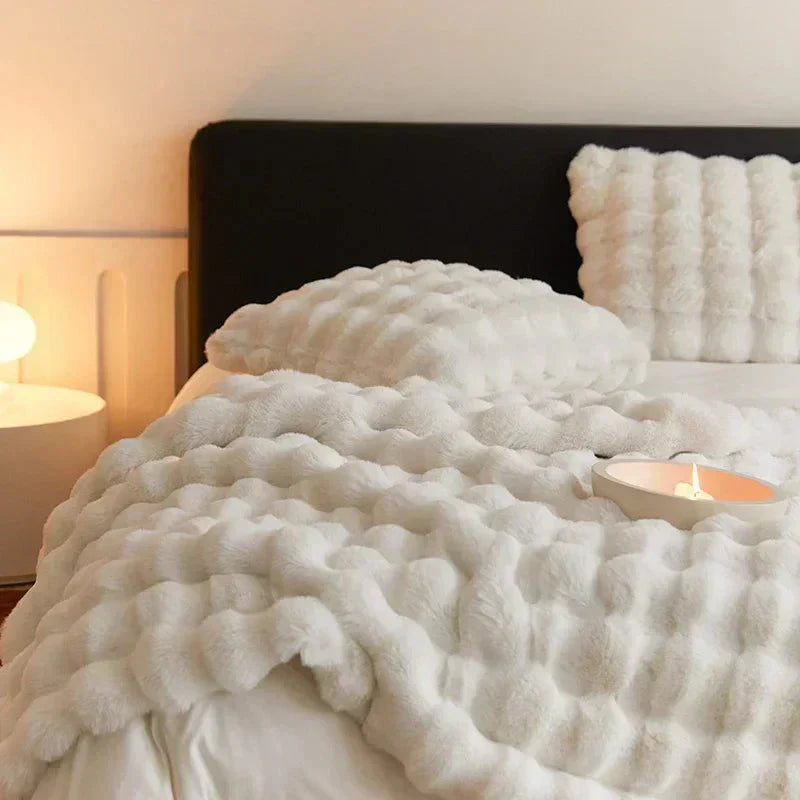 Plush Rabbit Soft Faux Fur Blanket for Winter Warmth