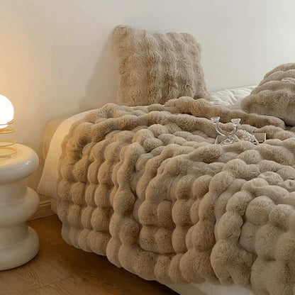 Plush Rabbit Soft Faux Fur Blanket for Winter Warmth