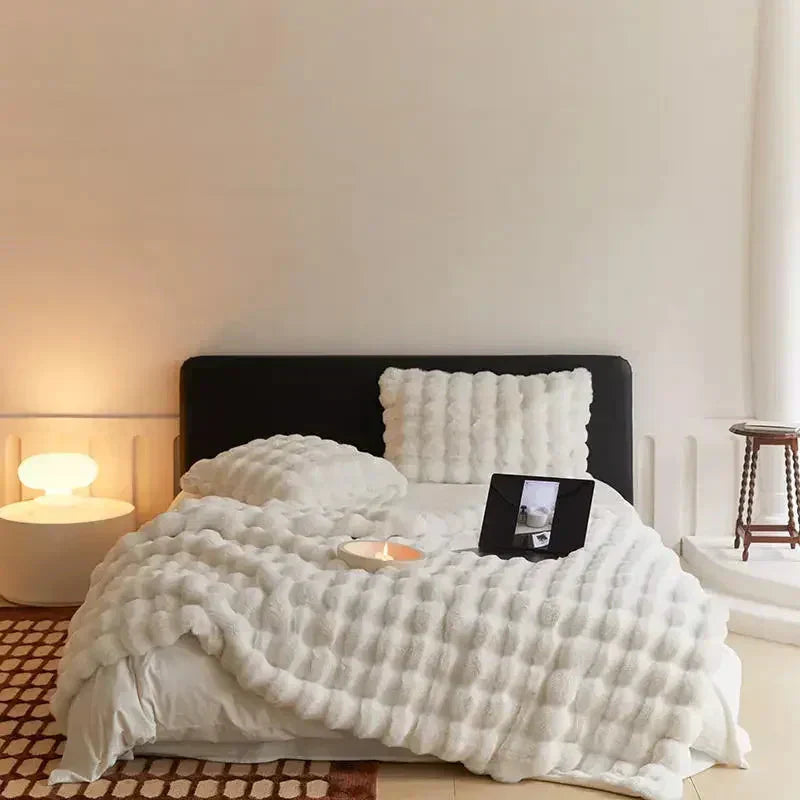 Plush Rabbit Soft Faux Fur Blanket for Winter Warmth