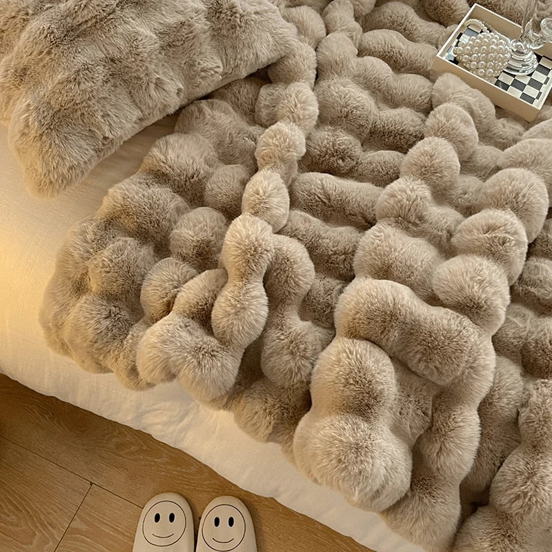 Plush Rabbit Soft Faux Fur Blanket for Winter Warmth