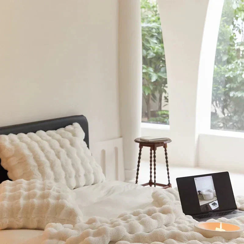 Plush Rabbit Soft Faux Fur Blanket for Winter Warmth