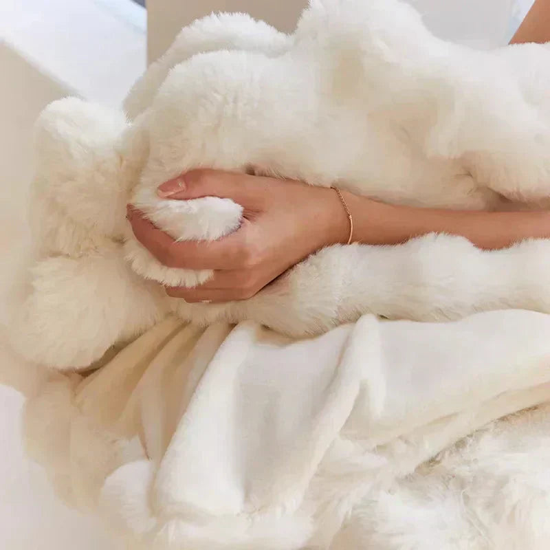 Plush Rabbit Soft Faux Fur Blanket for Winter Warmth