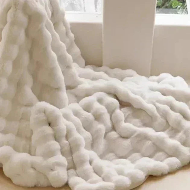 Plush Rabbit Soft Faux Fur Blanket for Winter Warmth