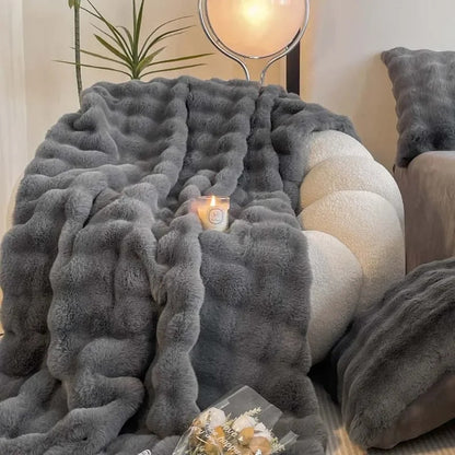 Plush Rabbit Soft Faux Fur Blanket for Winter Warmth