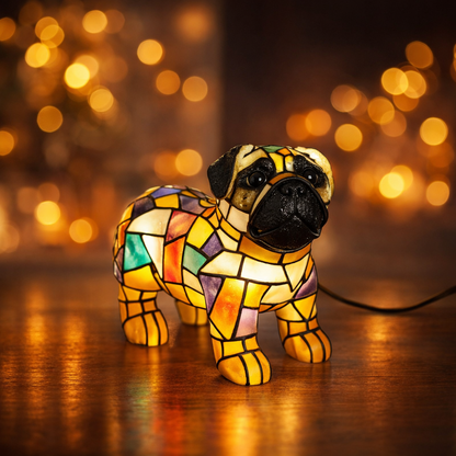 Cute Dog Figurine Desk Lamp with Resin Base