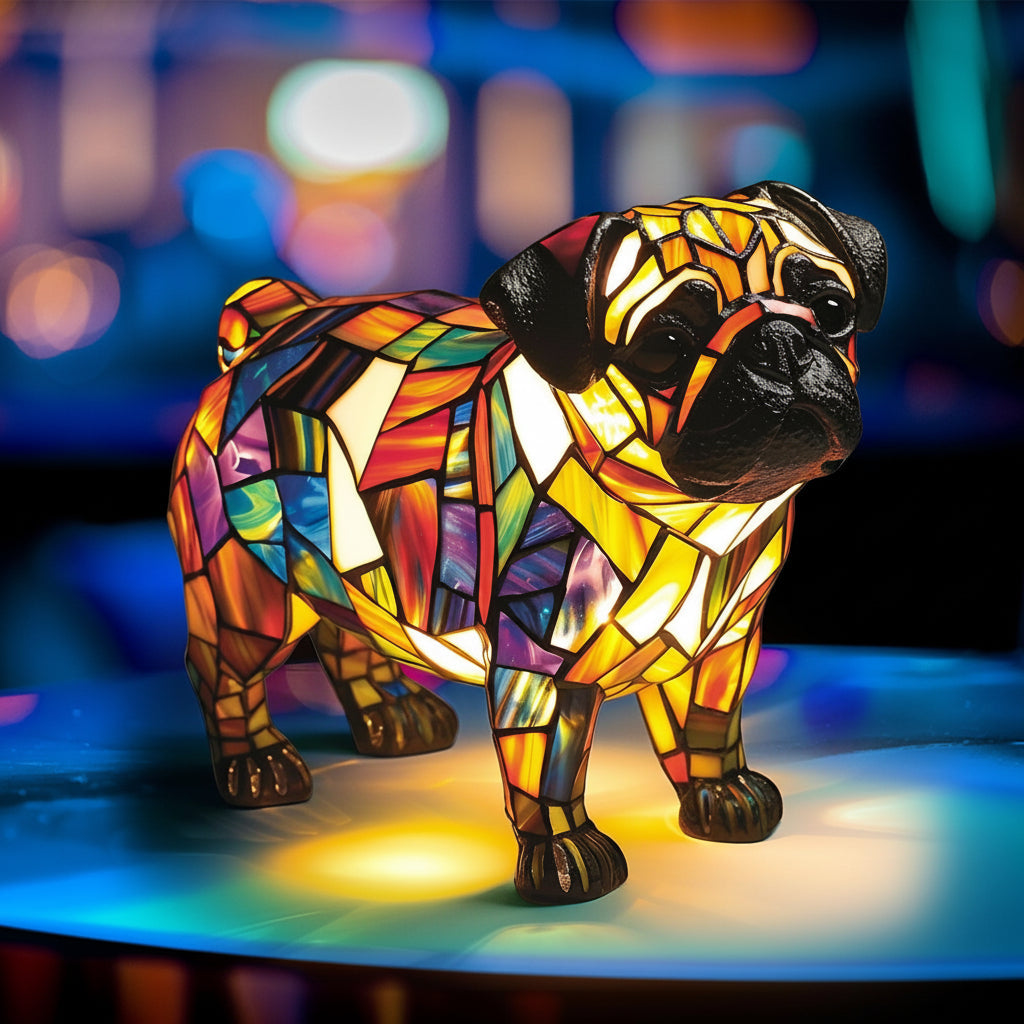 Cute Dog Figurine Desk Lamp with Resin Base - Lusomart