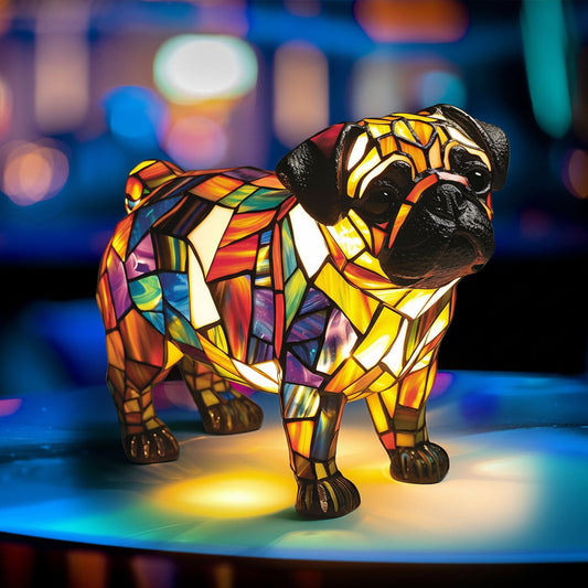 Cute Dog Figurine Desk Lamp with Resin Base - Lusomart