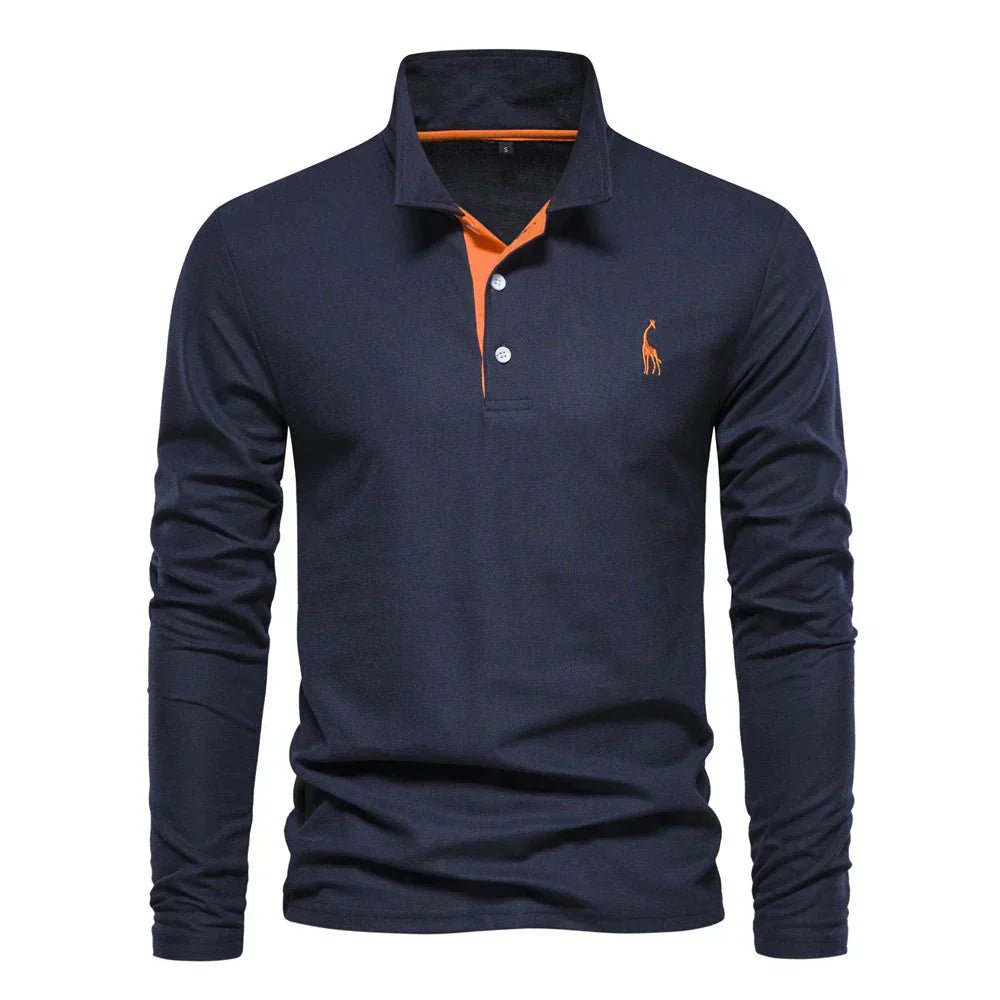 Timeless Men's Slim Fit Long-Sleeve Polo Shirt - Lusomart