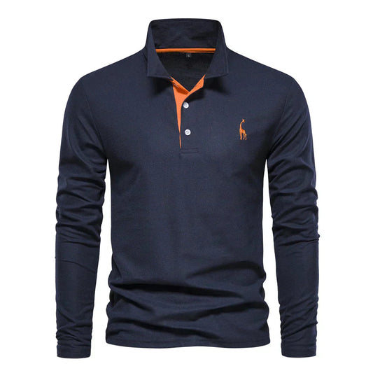 Timeless Men's Slim Fit Long-Sleeve Polo Shirt - Lusomart