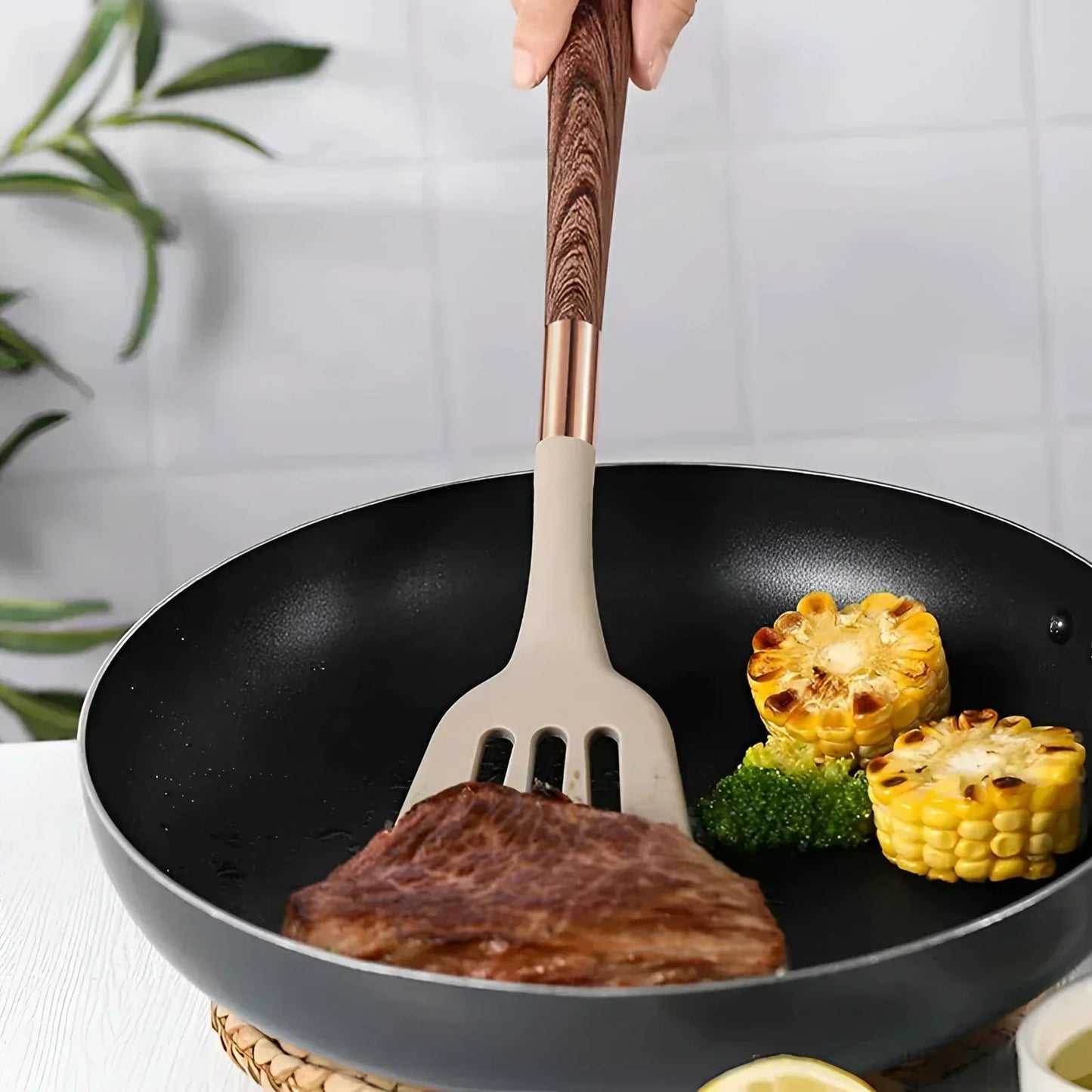 Premium 10pc Stainless Steel Kitchen Utensil Set with Grip Handles