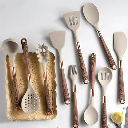 Premium 10pc Stainless Steel Kitchen Utensil Set with Grip Handles
