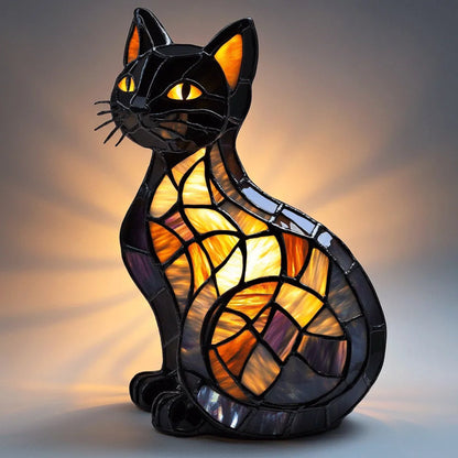 Colorful Cat Glass Table Lamp Nightlight