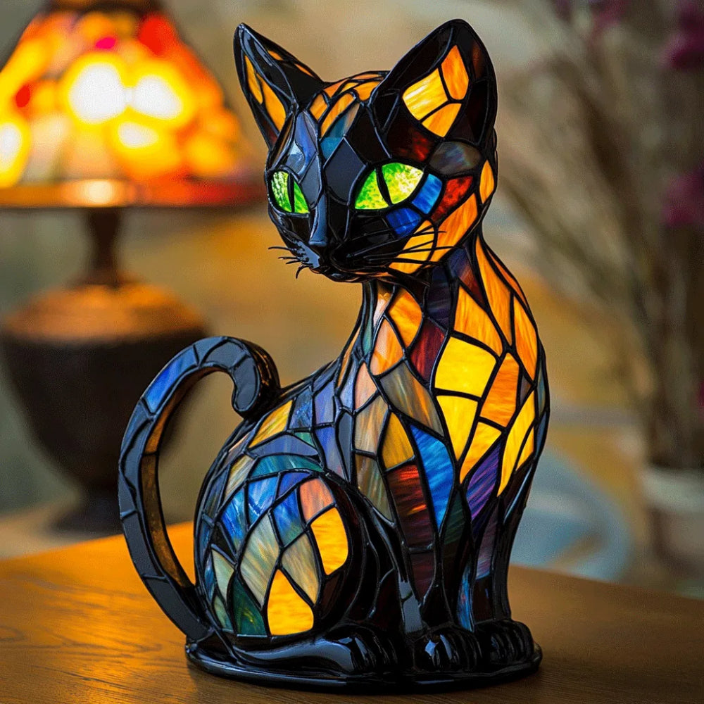 Colorful Cat Glass Table Lamp Nightlight