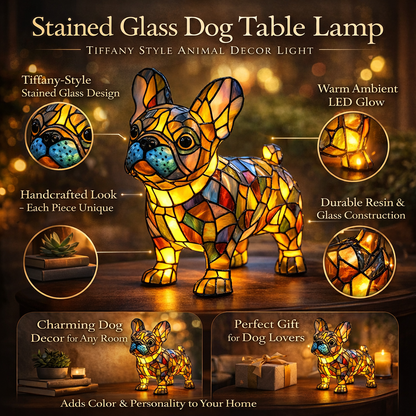 Colorful Glass Dog Theme Table Light Fixture