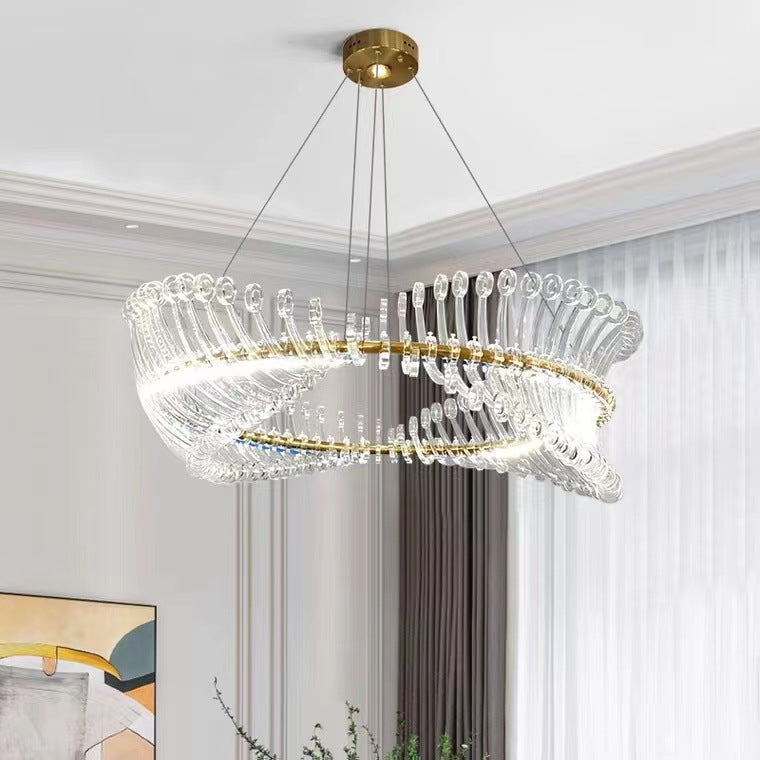 Modern Crystal Pendant Chandelier With LED Light Ring