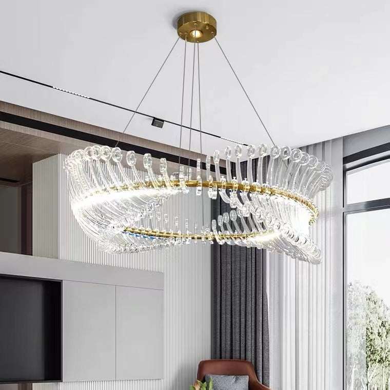 Modern Crystal Pendant Chandelier With LED Light Ring
