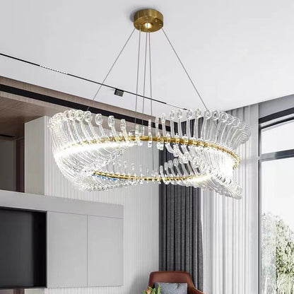 Modern Crystal Pendant Chandelier With LED Light Ring