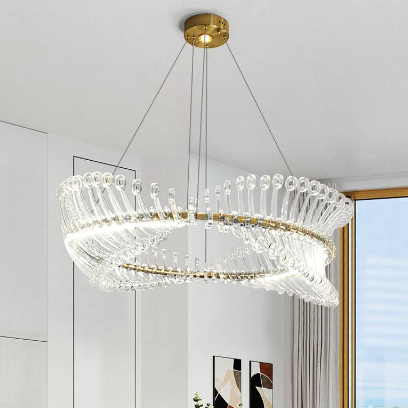 Modern Crystal Pendant Chandelier With LED Light Ring