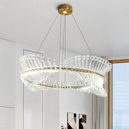 Modern Crystal Pendant Chandelier With LED Light Ring