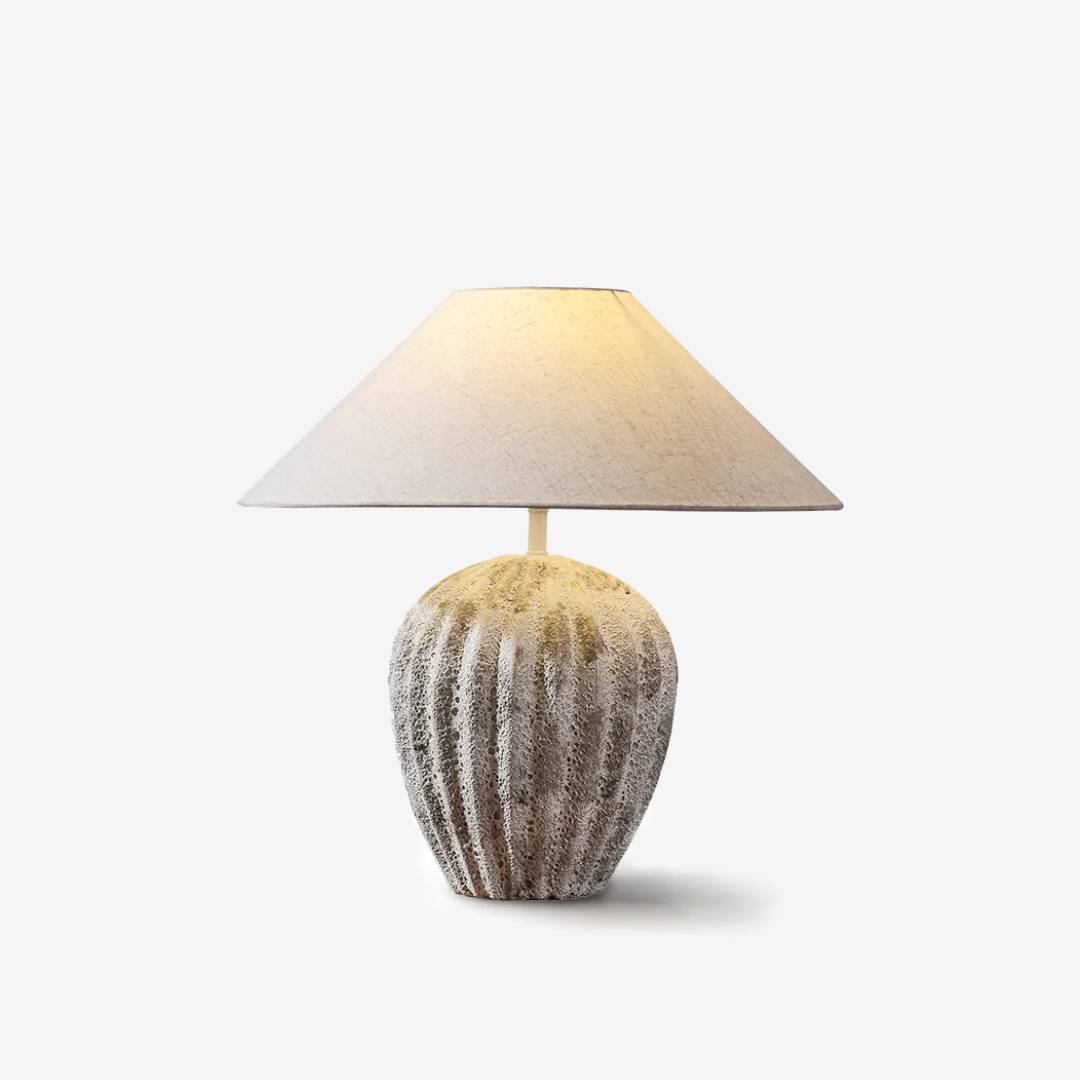 Natural Clay Desk Lamp With Beige Shade