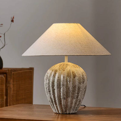 Natural Clay Desk Lamp With Beige Shade