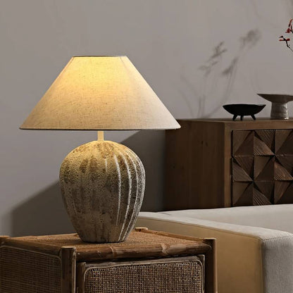 Natural Clay Desk Lamp With Beige Shade