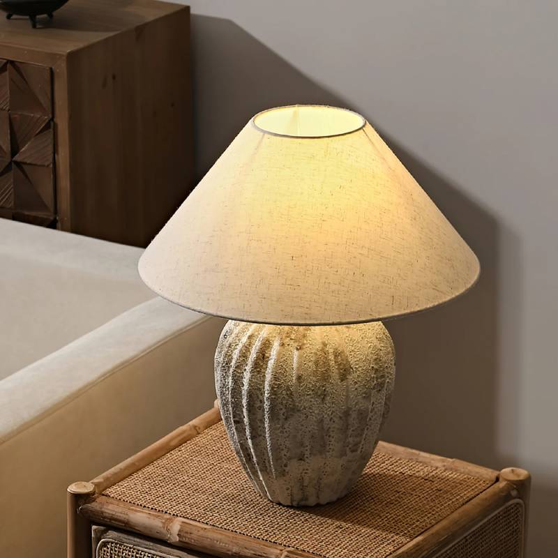 Natural Clay Desk Lamp With Beige Shade