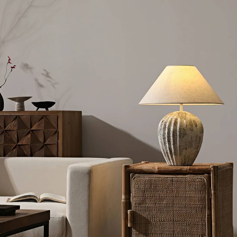 Natural Clay Desk Lamp With Beige Shade