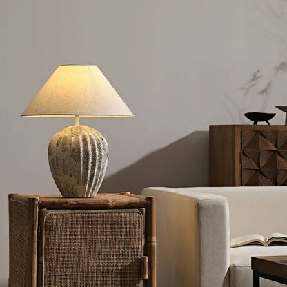 Natural Clay Desk Lamp With Beige Shade