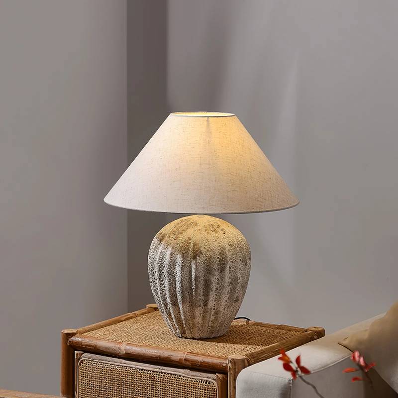 Natural Clay Desk Lamp With Beige Shade