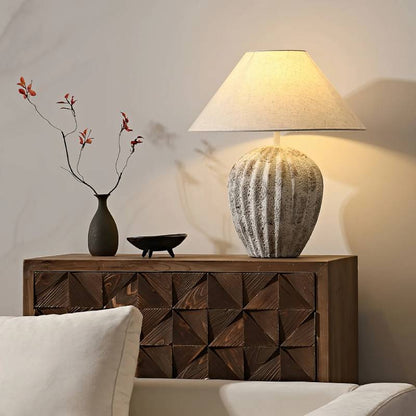 Natural Clay Desk Lamp With Beige Shade