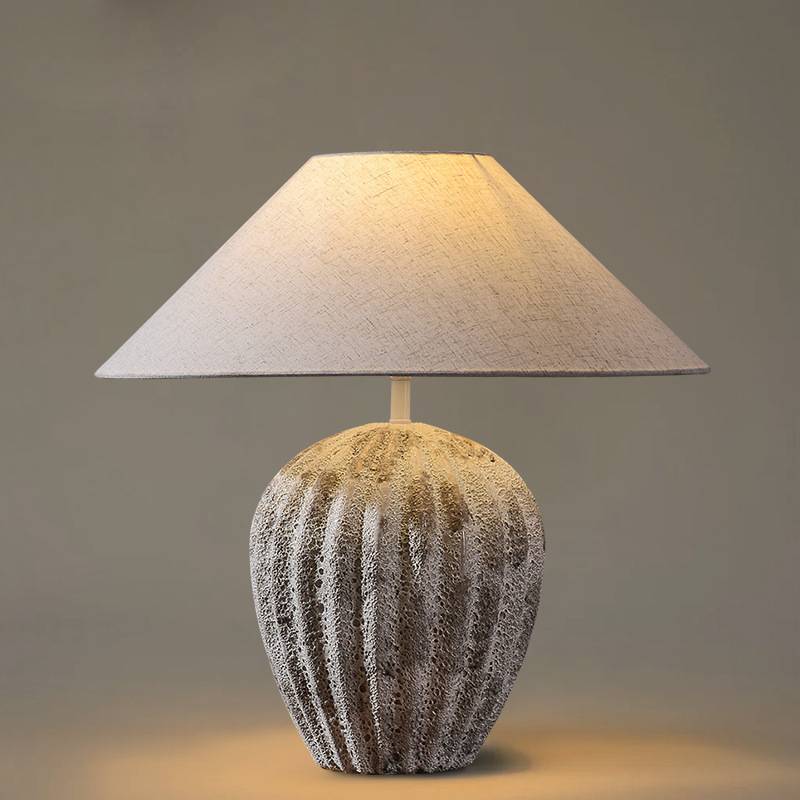 Natural Clay Desk Lamp With Beige Shade