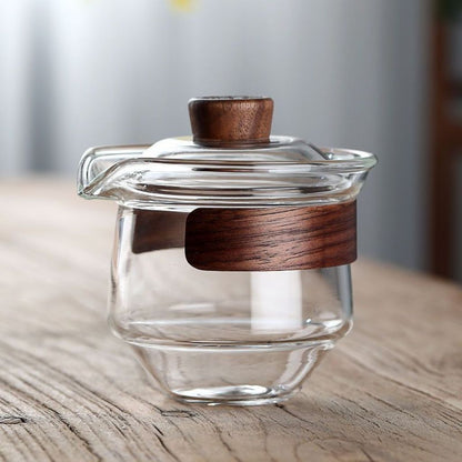 Modern minimalist gaiwan with clean lines and functional three piece construction