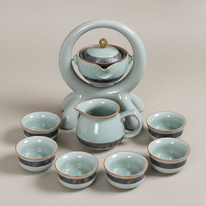 Vintage Chinese Ceramic Martial Arts Tea Set - Lusomart