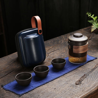 Purple sand ceramic teapot with modern minimalist design for loose leaf tea brewing