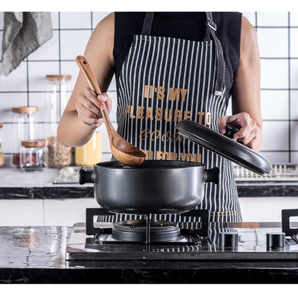 Soft Touch Wood Kitchen Utensil Set for Nonstick Cookware