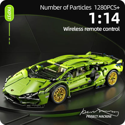 Large 1280-Piece Remote Control Car Building Kit